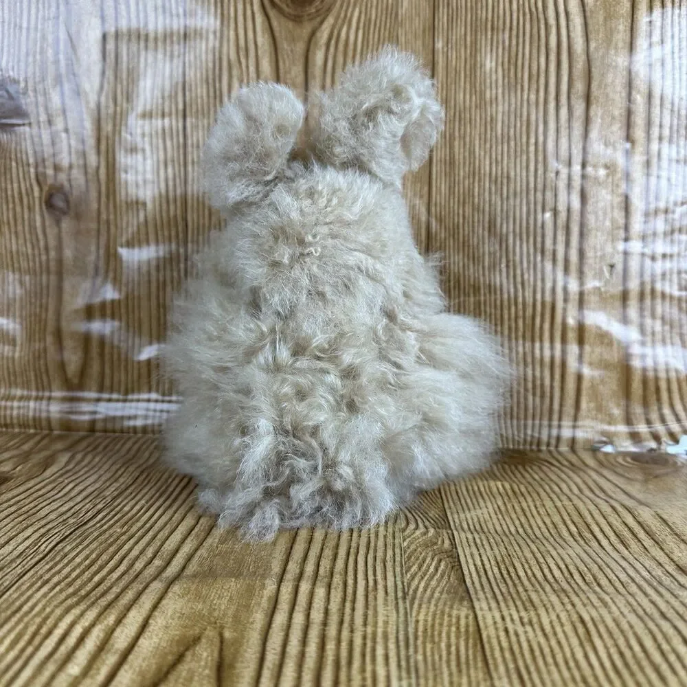 Vintage Style Alpaca‎ Fur Bunny Plush Small Handmade Stuffed Animal Soft Toy 5”